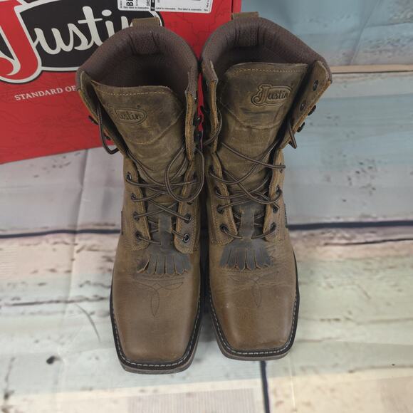 Justin Original Workboots 10 D Pulley 8 In Electrical Hazard Steel Toe Work main image 14
